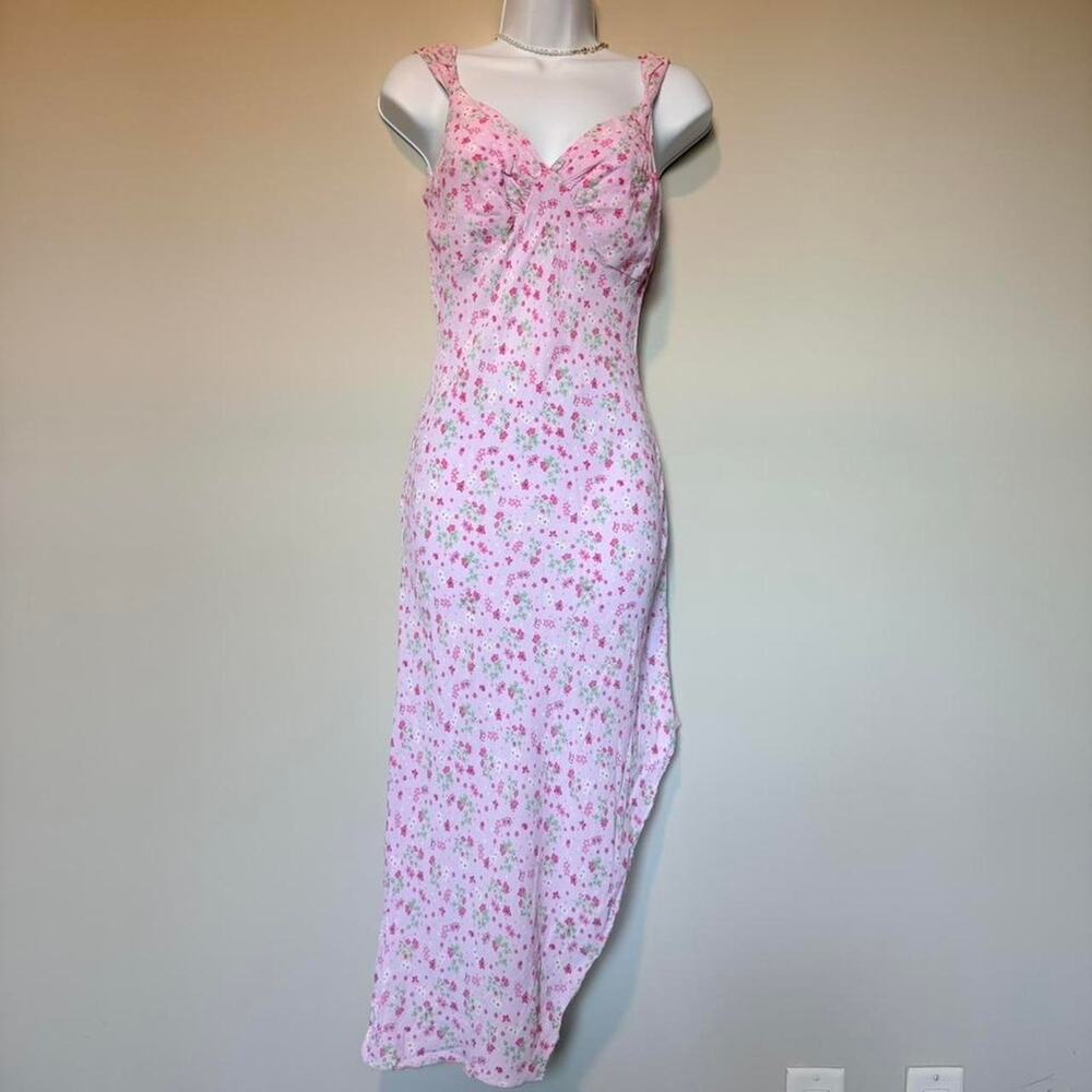 Pink floral maxi dress